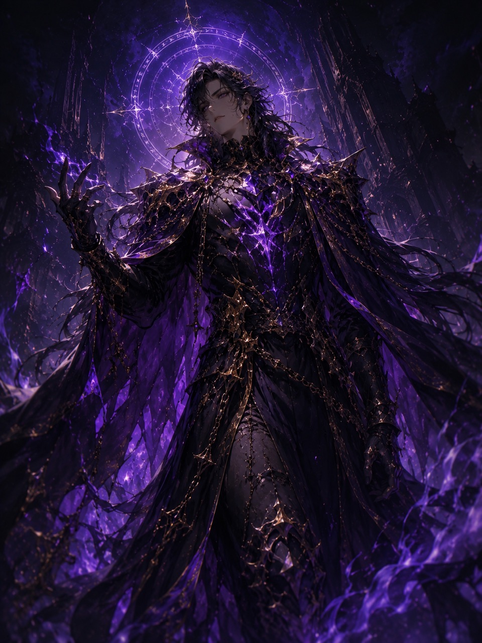 A regal, menacing antagonist — painterly JRPG concept art.